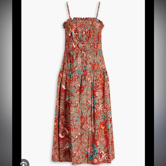 Ulla Johnson Lisbet Brown Midi Sundress with Spaghetti Straps - Picture 3 of 10